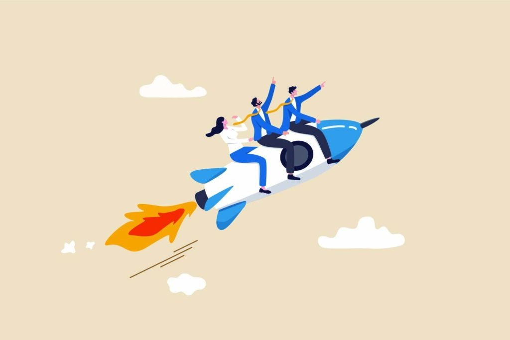 Riding on a rocket, success and growth Ethos graphic